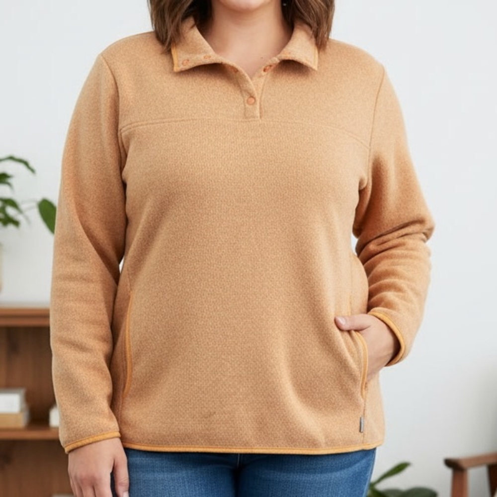 Like New Eddie Bauer Women's Orange Fleece Pullover